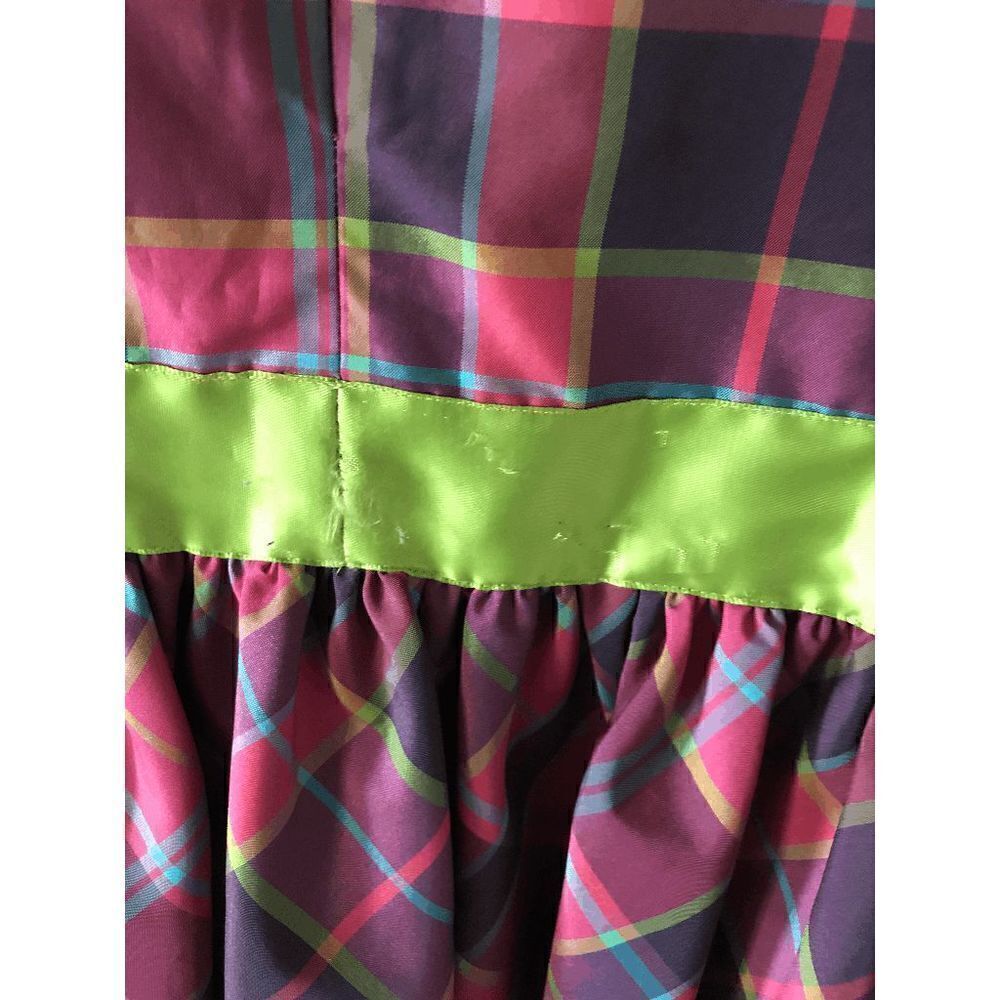 Hanna Andersson Girls Lined Puff Sleeve Pleated Tulle Dress Purple Plaid Sz 120 - Picture 4 of 4